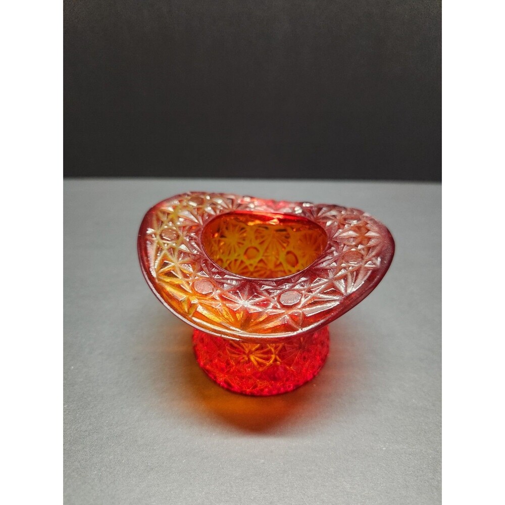 Fenton Daisy Button Top Hat Lot Of 6 Amberina x2 White x2 Yellow And Green - Picture 3 of 15